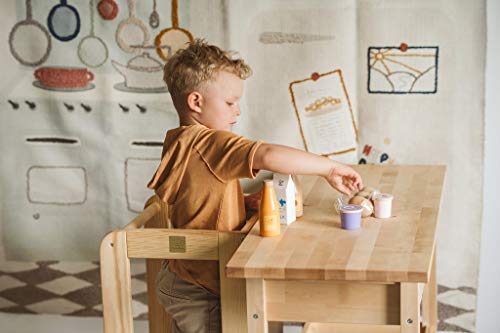 MEOWBABY Kitchen Step Stool for Kids - Toddler Learning Stool, Wooden Adjustable Helper for Toddlers, Natural