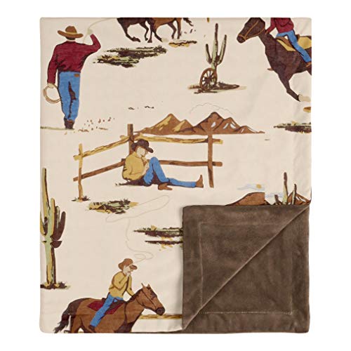 Sweet Jojo Designs Cowboy Wild West Baby Boy Receiving Security Swaddle Blanket for Newborn or Toddler Nursery Car Seat Stroller Soft Minky - Tan and Red