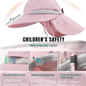 Camptrace Toddler Kids Sun Hats with Neck Flap UPF 50+ UV Protection Wide Rigid Brim Boys Girls Beach Swim Sunhat