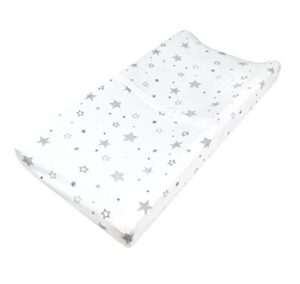 tl care printed 100% cotton knit fitted contoured changing table pad cover - compatible with mika micky bassinet, super stars, for boys and girls