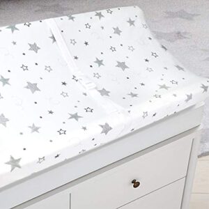 TL Care Printed 100% Cotton Knit Fitted Contoured Changing Table Pad Cover - Compatible with Mika Micky Bassinet, Super Stars, for Boys and Girls