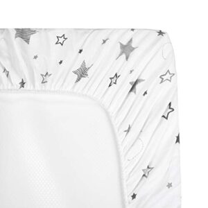 TL Care Printed 100% Cotton Knit Fitted Contoured Changing Table Pad Cover - Compatible with Mika Micky Bassinet, Super Stars, for Boys and Girls