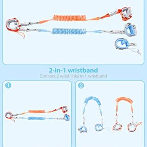 Upgrade] Anti Lost Wrist Link, Dr. Meter 2 in 1 Toddlers Safety Wristband Leash with Key & Lock, Dual Length 6.56ft Kids Walking Harness for Supermarket Mall Airport Amusement Park Zoo Travel