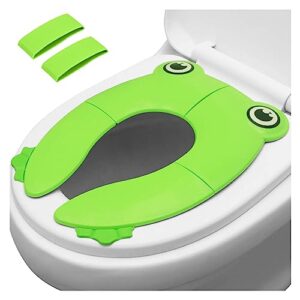 pandaear toilet seat cover | folding travel toilet seat for children and potty training | portable silicone toilet seat for toddlers, boys & girls with non-slip silicone pads | recyclable toilet seat