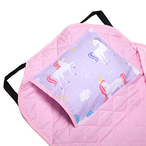 Wildkin Kids Modern Nap Mat with Reusable Pillow for Boys & Girls, Perfect for Elementary Sleeping Mat, Features Elastic Corner Straps, Soft Cotton Blend Materials Nap Mat for Kids (Unicorn)