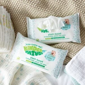 Kinder by Nature Plant Based Baby Wipes - 100% Biodegradable & Compostable, 672 Count (12 Packs of 56) - 99% Plant-Based Ingredients, Plastic-Free Wipes