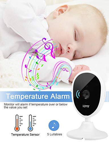 Baby Monitor, 4.3'' Video Baby Monitor with 2 Cameras, Night Vision, Temperature Monitoring, 5 Lullabies, 2-Way Talk, VOX Mode, Feeding Time Alarm, Support up to 4 Cams, 1000ft Stable Transmission