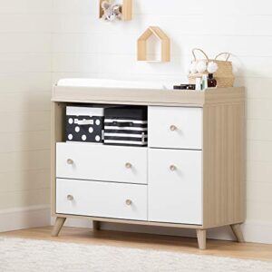 south shore yodi changing table with drawers, soft elm and white