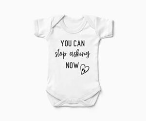 funny pregnancy announcement gift for grandparents to be, "you can stop asking" baby coming soon reveal idea for grandma, grandpa, dad, husband, aunt, uncle, or family