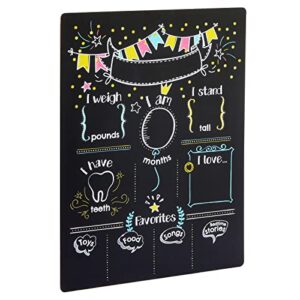 Monthly Baby Milestone Chalkboard, First Year Boy and Girl Age Tracking Growth Sign (11.6 x 15.6 in)