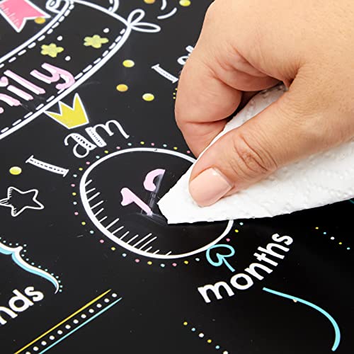 Monthly Baby Milestone Chalkboard, First Year Boy and Girl Age Tracking Growth Sign (11.6 x 15.6 in)