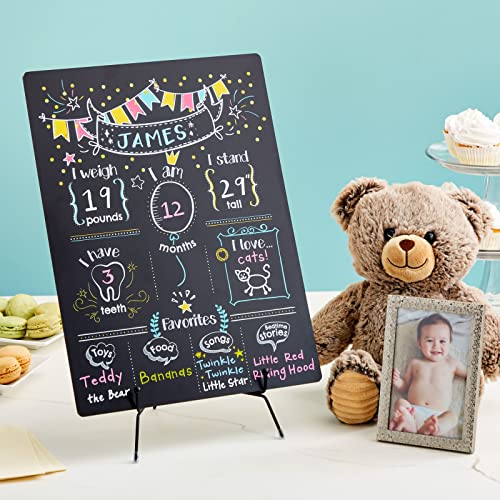 Monthly Baby Milestone Chalkboard, First Year Boy and Girl Age Tracking Growth Sign (11.6 x 15.6 in)