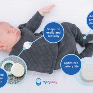 MonBaby Smart Baby Movement Monitor: Tracks Abdominal Movement, Feeling Temperature, Rollover, and Sleeping Position. Real-Time Alerts to Smartphone. HSA and FSA Approved.