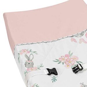 Sweet Jojo Designs Blush Pink and Grey Woodland Boho Dream Catcher Arrow Girl Baby Nursery Changing Pad Cover for Gray Bunny Floral Collection - Watercolor Rose Flower