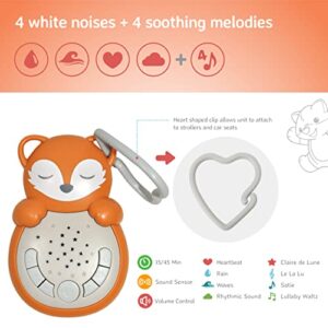 Cloud b Travel Comforting Sound Machine w/Calming Light | 4 White Noise and 4 Lullabies | Re-Activating Smart Sensor | Sweet Dreamz On the Go™ - Fox