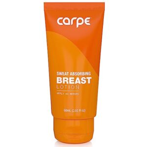 carpe sweat absorbing breast - helps keep your breasts and skin folds dry - sweat absorbing lotion - helps control under breast sweat - great for chafing and stain prevention