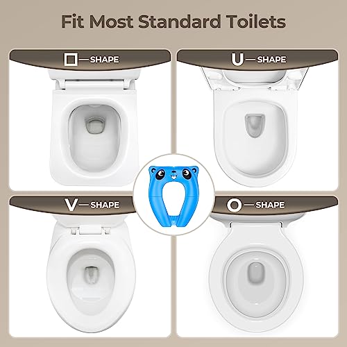 Upgrade Portable Potty Seat with Splash Guard for Toddler, Foldable Travel Potty Seat with Carry Bag, Non-Slip Pads Toilet Potty Training Seat Covers for Baby, Toddlers and Kids (Blue)