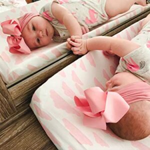Premium Baby 4 Pack Girl Pure Jersey Machine Washable Pink and White Changing Table Cover – Diaper Changing Pad Cover Sheets