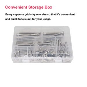 cSeao 114pcs M6 Hex Socket Cap Allen Bolts Rivet Screws Furniture Connecting Nuts for Crib Bolts Nuts Kit, M6x15mm to 80mm, Nickel Plated