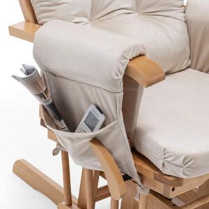 Paddie Glider Rocker Replacement Cushions with Storage Velvet Washable Non Slip for Glider Rocking Chair, 5PCS, Beige