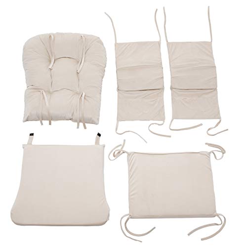 Paddie Glider Rocker Replacement Cushions with Storage Velvet Washable Non Slip for Glider Rocking Chair, 5PCS, Beige