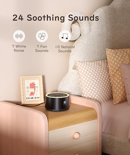White Noise Machine - Dreamegg Sound Machine for Baby Kid Adult, Noise Machine for Sleeping with 24 Calming Sound, Ambient Nightlight, Continuous or Timer, Loud Sleep Machine for Home Nursery Office