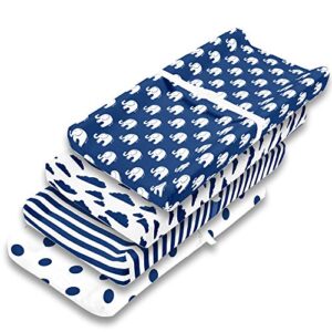 changing pad cover – premium baby changing pad covers 4 pack – boy or girl changing pad cover – pure jersey machine washable navy and white changing table cover – diaper changing pad cover sheets