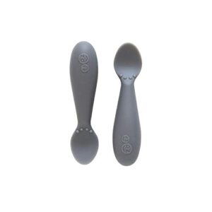 ezpz tiny spoon (2 pack in gray) - 100% silicone spoons for baby led weaning + purees - designed by a pediatric feeding specialist - 6 months+