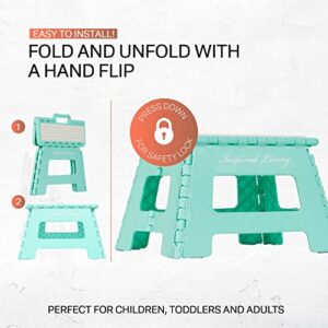 Inspired Living 9" Step Stool, Folding Step Stools for Adults, Plastic Foldable Step Stools Kids, Holds Up to 330 lbs, Collapsible Folding Stool for Kitchen, Bathroom, Bedroom - Arctic