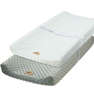 bluesnail ultra soft minky dot changing pad cover 2 pack (gray+white, 2 pack)