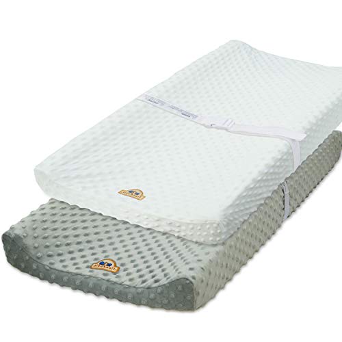 BlueSnail Ultra Soft Minky Dot Changing Pad Cover 2 Pack (Gray+White, 2 Pack)