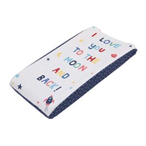 NoJo "Love You to The Moon" Navy & Multi Color Cosmic 2 Pack Super Soft Changing Pad Covers, Navy, White, Yellow, Orange