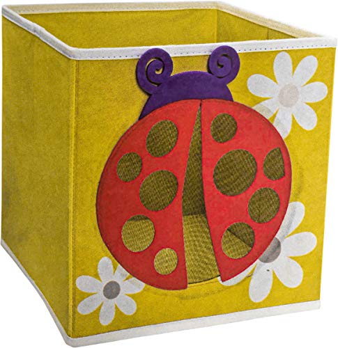 SystemBuild Children's Playroom Kids Toys Organizing 11" x 11" Character Fabric Drawer/Storage Bin (Ladybug)