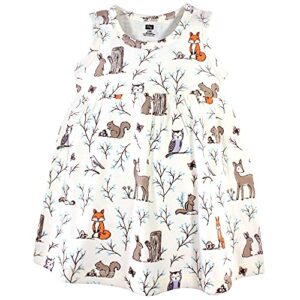 Hudson Baby Infant and Toddler Girl Cotton Dress and Cardigan Set Enchanted Forest, 3-6 Months