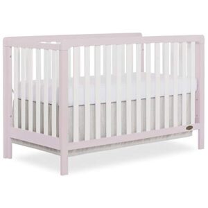 dream on me ridgefield 5-in-1 convertible crib in blush pink & white, greenguard gold certified