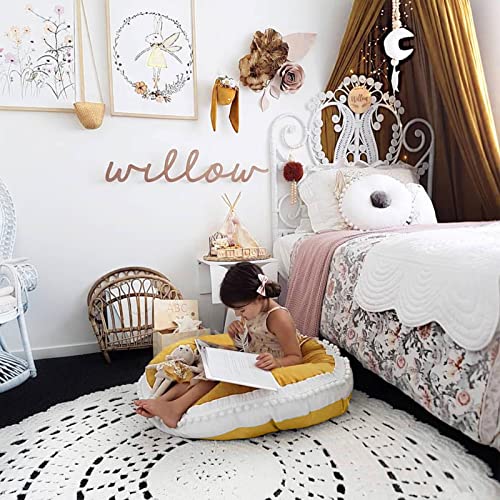 Large Floor Pillow Kids Round Floor Cushion Seating, Big Circle Pillow, Round Floor Pillows Seating for Children, Oversized Pillow Mat for Reading Nook Teepee Playroom Nursery Canopy, Yellow