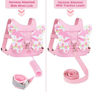 Accmor 3 in 1 Toddler Harness Leashes + Anti Lost Wrist Link, Kids Harness Children Leash for Girls, Child Anti Lost Leash Baby Cute Harness Belt Strap Hold Kids Close While Walking