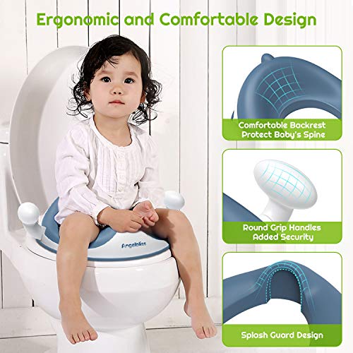 ANGELBLISS Baby Potty Training Toilet Seat with Soft Cushion Handles, Haute Collection, Double Anti-Slip Design and Splash Guard for Boys and Girls