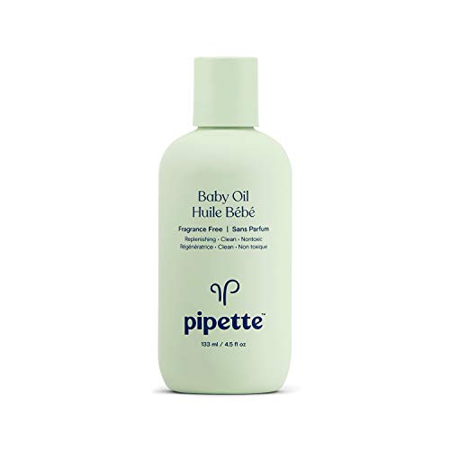 Pipette Baby Oil - Nurture, Moisturize Baby Skin, Vitamin E, Sensitive, Dry Skin, Fragrance Free with Renewable Plant-Derived Squalane, 4.5 fl oz