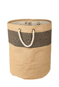 large woven laundry basket, decorative blanket storage basket for living room, round wicker basket for towels, cloths, farmhouse jute basket for home decor, 15 x 12 inches