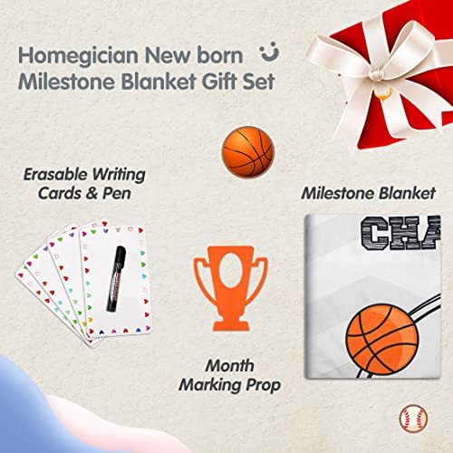 Homegician Baby Monthly Milestone Blanket Photo Prop for Newborn Growth Photography Football Baseball Basketball Soccer Champion Sports Month Blanket