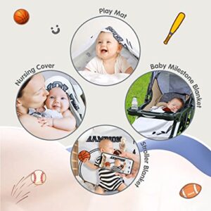 Homegician Baby Monthly Milestone Blanket Photo Prop for Newborn Growth Photography Football Baseball Basketball Soccer Champion Sports Month Blanket