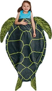 silver lilly animal tail blanket - plush animal sleeping bag blanket for kids (turtle)