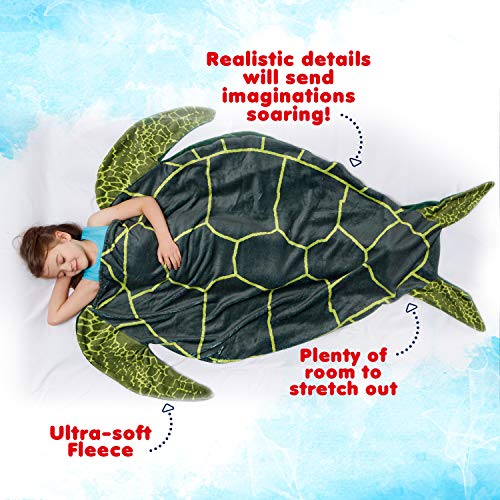 Silver Lilly Animal Tail Blanket - Plush Animal Sleeping Bag Blanket for Kids (Turtle)