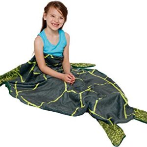 Silver Lilly Animal Tail Blanket - Plush Animal Sleeping Bag Blanket for Kids (Turtle)