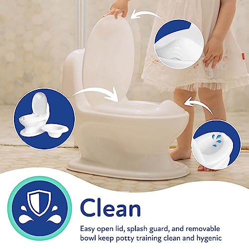 Nuby My Real Potty Training Toilet with Life-Like Flush Button & Sound for Toddlers & Kids, White