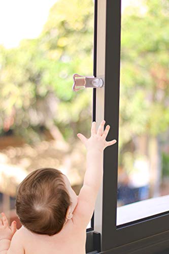 Inaya Sliding Door Lock for Child Safety (4-Pack) - Child Proof Locks for Sliding Glass Doors, Windows, Closets & Cabinets. Safety Locks for All Your Home Openings