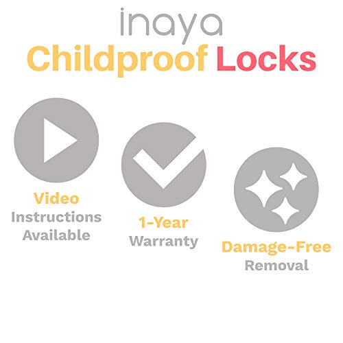 Inaya Sliding Door Lock for Child Safety (4-Pack) - Child Proof Locks for Sliding Glass Doors, Windows, Closets & Cabinets. Safety Locks for All Your Home Openings