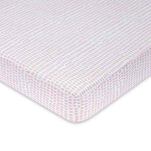 Ely's & Co. Patent Pending Waterproof Crib Sheet | Toddler Sheet no Need for Crib Mattress Pad Cover or Protector I Mauve Pink Splash and Stripes