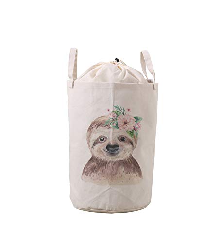 LifeCustomize Large Laundry Basket Hamper Cute Baby Sloth Collapsible Drawstring Storage Baskets Nursery Baby